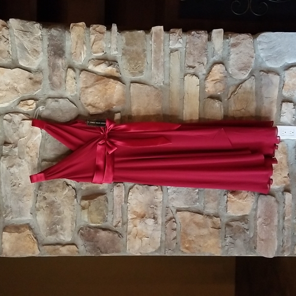 Jones Wear Dress Burgandy Ruby with Silk Bow ♥ - Picture 1 of 6